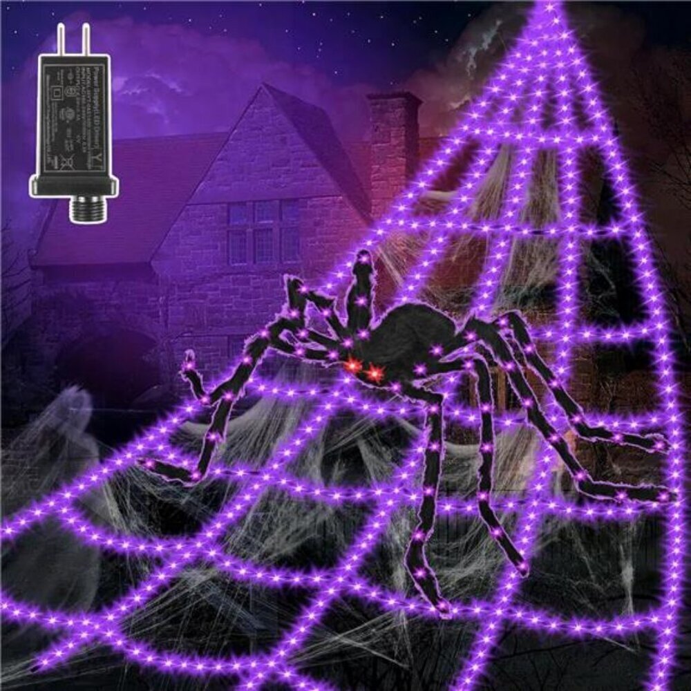 550 LED Spider Web Lights Outdoor Halloween 16.4Ft